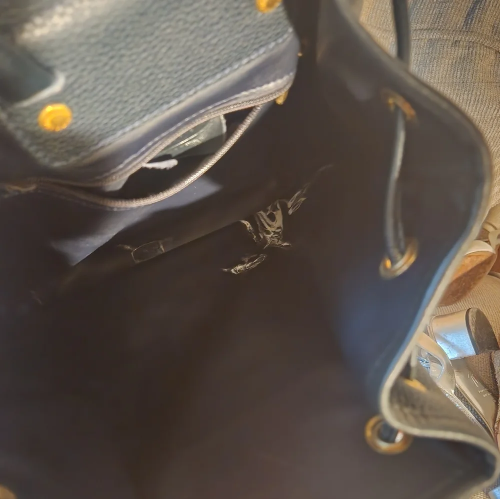 Longchamp Blue Navy Backpack with Gold Accents